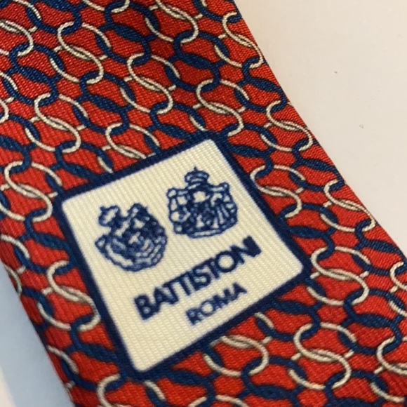 Battistoni Roma Red Silk Tie Handmade Italy - Picture 5 of 5